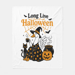 Long Live Halloween Goose Witch Fleece Blanket
