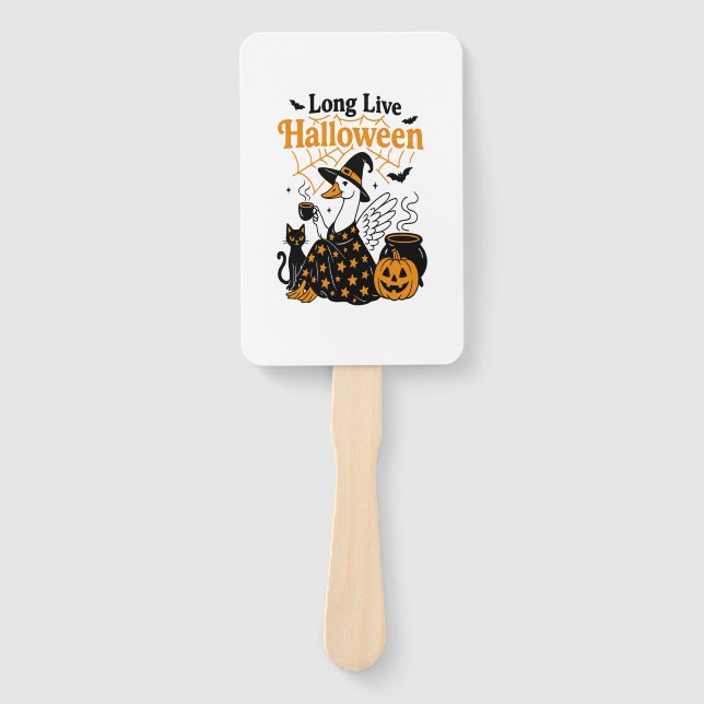 Long Live Halloween Goose Witch Hand Fan (Front)