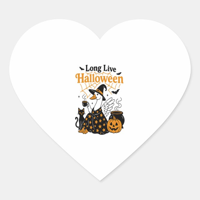 Long Live Halloween Goose Witch Heart Sticker (Front)