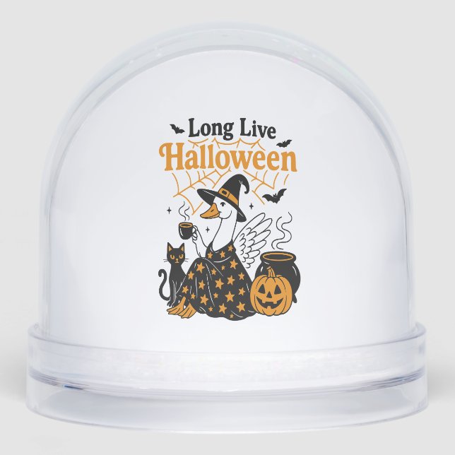 Long Live Halloween Goose Witch Snowglobe (Front)