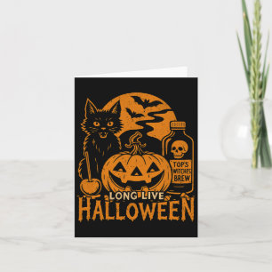 Long Live Halloween Pumpkin Black Cat Spooky Vibes Card