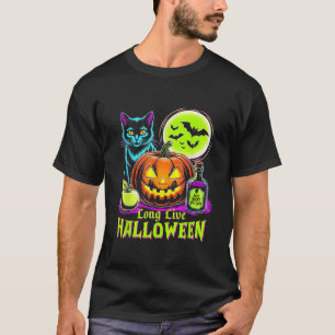 Long Live Halloween Vintage Pumpkin Witch Ghost Bl T-Shirt