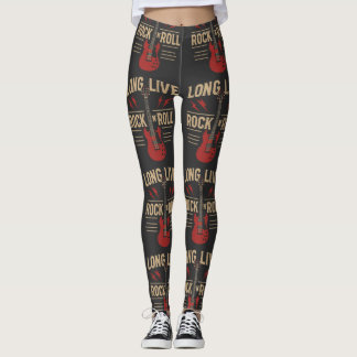 Long Live Rock N' Roll Vintage Electric Guitar Tee Leggings