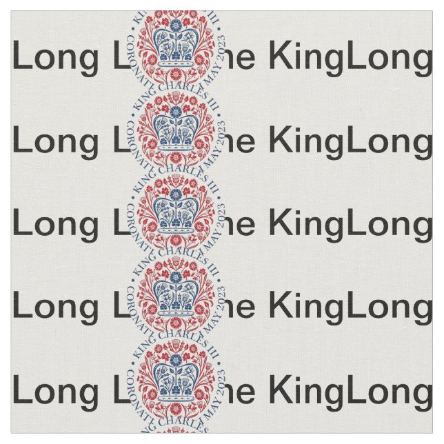 Long Live The King - Charles III Coronation Fabric (Close Up)