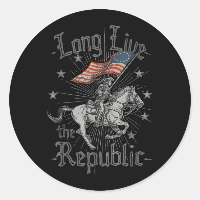 Long Live The Republic US Classic Round Sticker (Front)