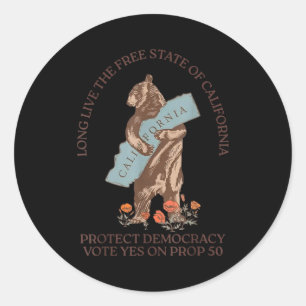 Long Live The State Of California Protect Democrac Classic Round Sticker