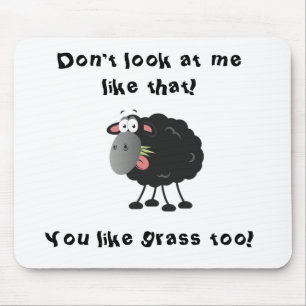 Long Lost Lamb: Grass Eating Black Sheep Mouse Mat