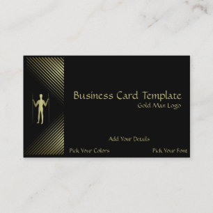 Long Man Logo - Simple Gold Man Business Card