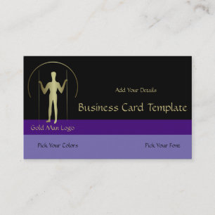 Long Man - Simple Gold Man Logo Business Card