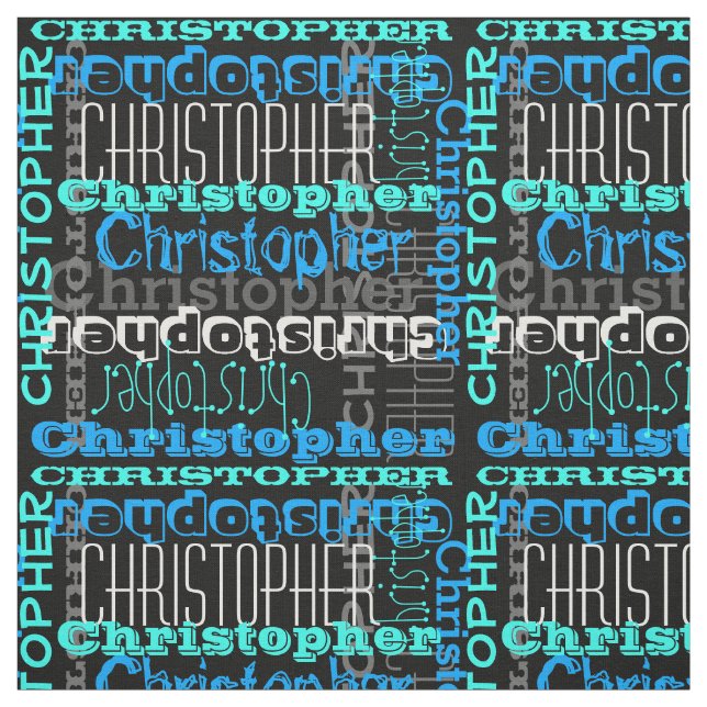 Long Name Custom Modern Collage Kids/Boys Fabric (Swatch)