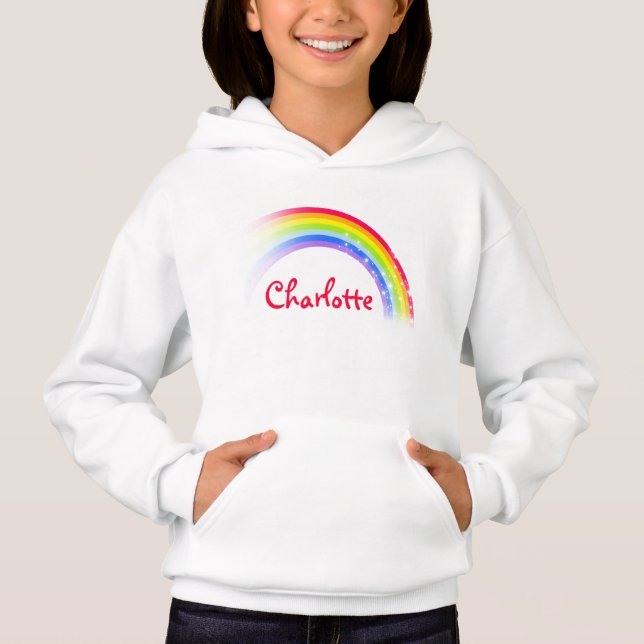 Long name rainbow grey red hoodie (Front)