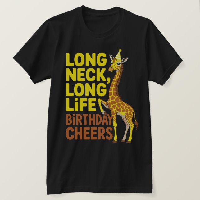 Long Neck Birthday Giraffe Tee (Design Front)