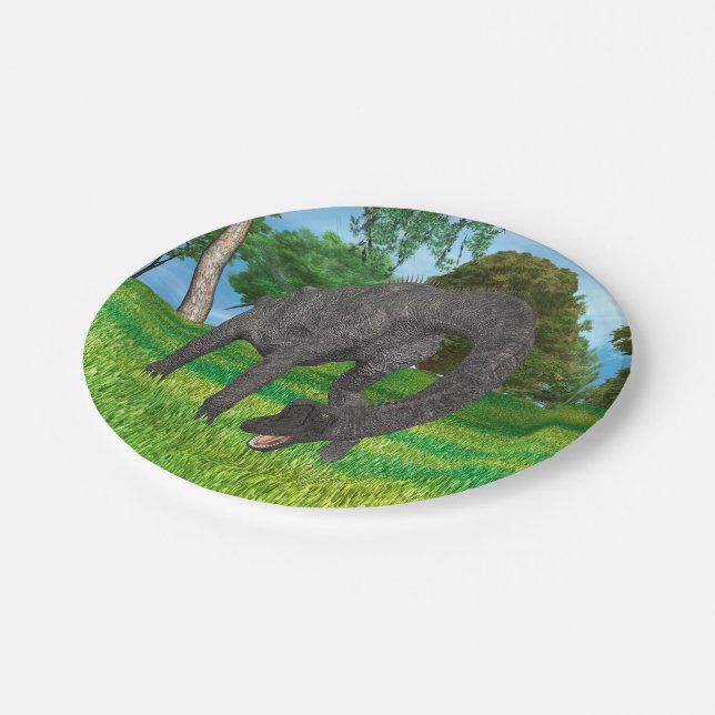 Long Neck Dinosaur Jungle Adventure Paper Plate (Angled)