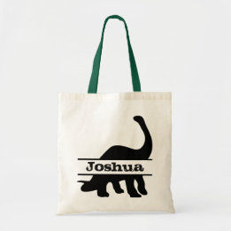 Long Neck Dinosaur Personalised Name Tote Bag