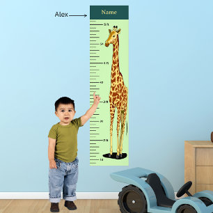 Long Neck Giraffe Growth Chart Add Child's Name Photo Print