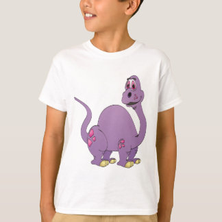 Long Neck Purple Dinosaur Cartoon T-Shirt