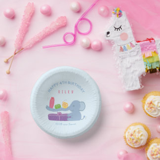 Long-Nosed  Elephant & Gifts Birthday Paper Bowl Plate