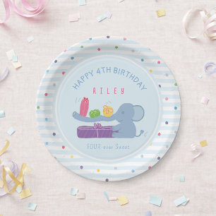 Long-Nosed Elephant & Gifts Birthday Paper Plate