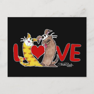 Long on Love-Cat and Dog Postcard