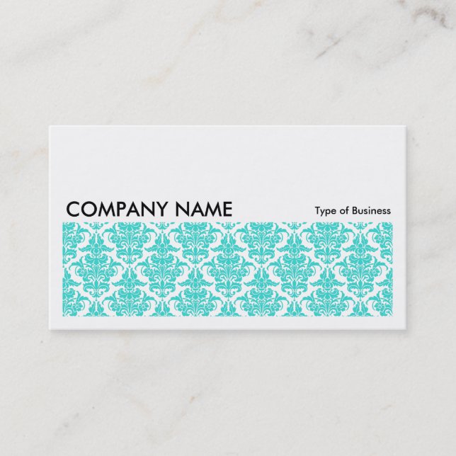 Long Picture 0115 - Aqua Damask Pattern Business Card (Front)