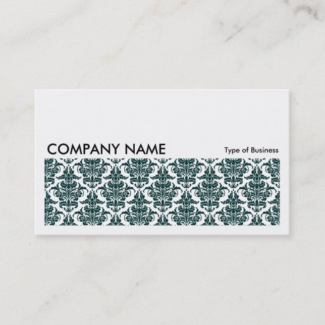 Long Picture 0124 - Dark Green Damask Business Card (Front)