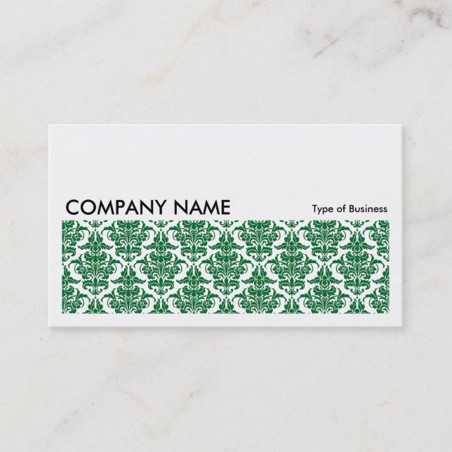 Long Picture 0125 - Forest Green Damask Business Card (Front)