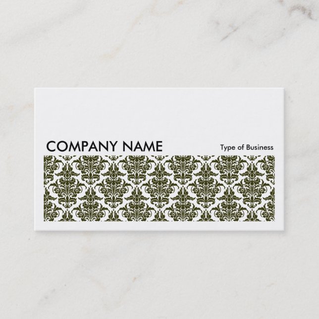 Long Picture 0129 - Dark Olive Damask Business Card (Front)