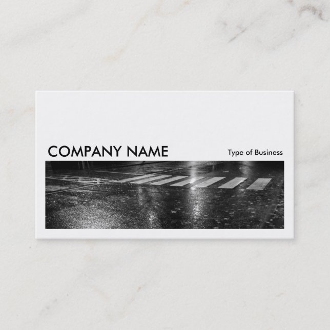 Long Picture 0258 - Wet Autumn Road at Night Business Card (Front)