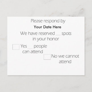 Long Post Card RSVP Card