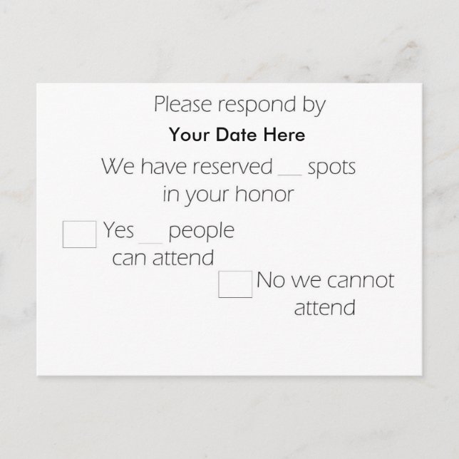 Long Post Card RSVP Card (Front)