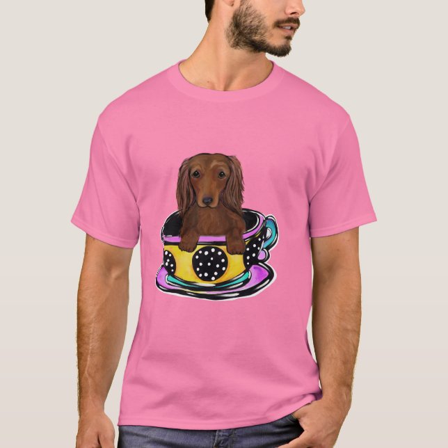 Long Red Haired Doxie T-Shirt (Front)