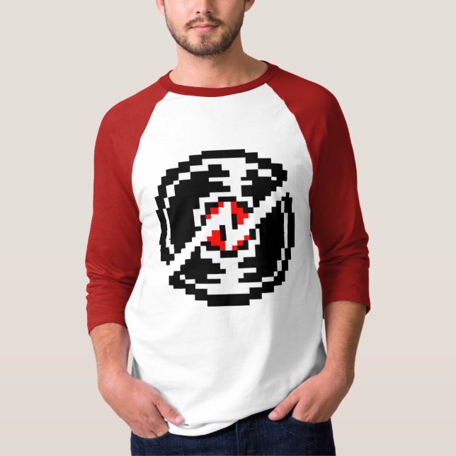 Long Red Sleeve Shirt With broken record Image (Front)