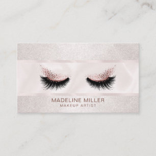 Long Rose Gold Glittering Lashes Makeup Artist Eye Business Card