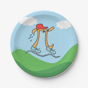 Long Running Pi - Funny Pi Guy Paper Plate