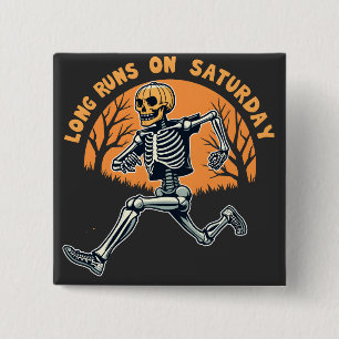 Long Runs On Saturday Spooky Skeleton Running 15 Cm Square Badge