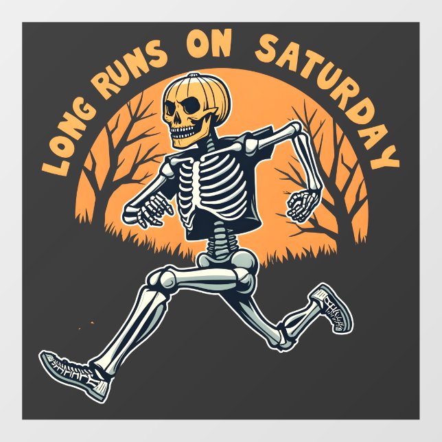 Long Runs On Saturday Spooky Skeleton Running Window Cling (Sheet)