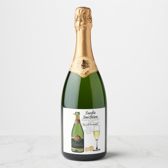 long service award retirement gift boss Sparkling  Wine Label (Front)