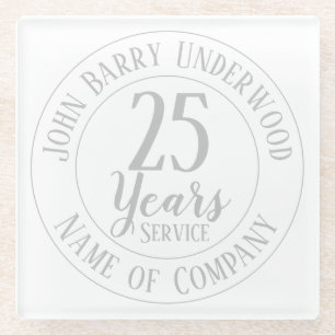 Long Service or Retirement Award Glass Coaster