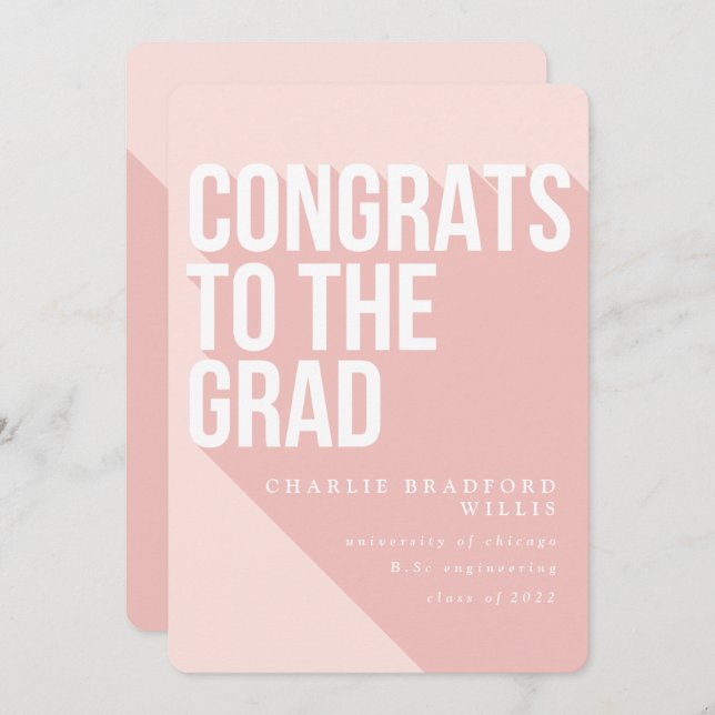 LONG SHADOW CONGRATS TO THE GRAD BLUSH INVITATION (Front/Back)