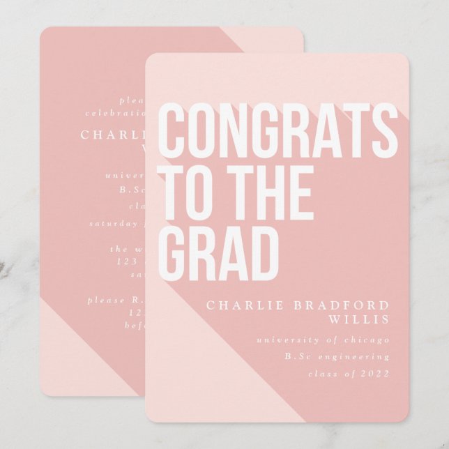 LONG SHADOW CONGRATS TO THE GRAD BLUSH INVITATION (Front/Back)