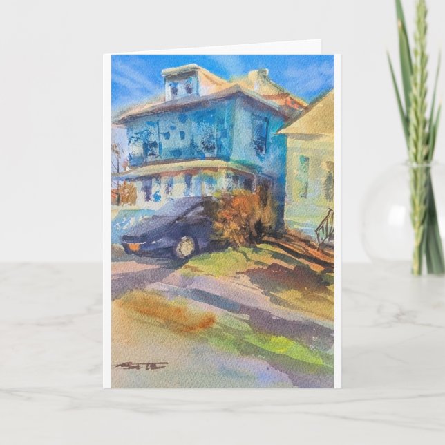 Long Shadows on Park St Watercolor Card (Front)