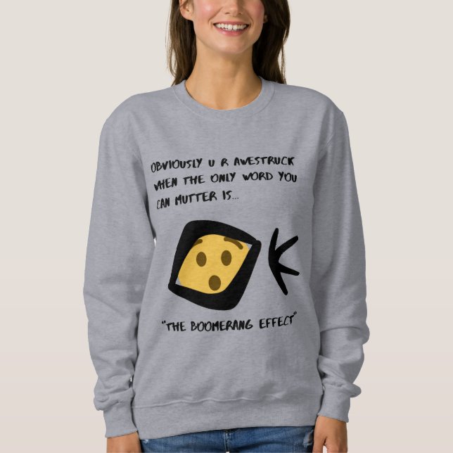 Long Sleeve Grey- 'Awestruck'  Basic Boomeranged Sweatshirt (Front)