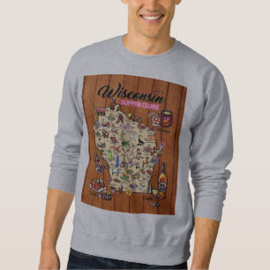 Long Sleeve - LG Map - Wisconsin Supper Club Map Sweatshirt