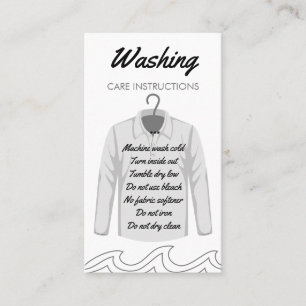 Long Sleeve Neck Shirt Washing Care Instruction Business Card