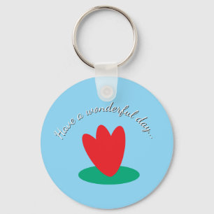 long sleeve T-Shirt with flower on a pond Key Ring