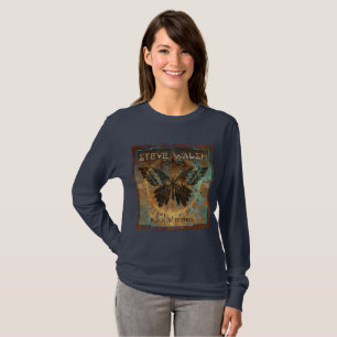 Long sleeved Black Butterfly Women's T-shirt