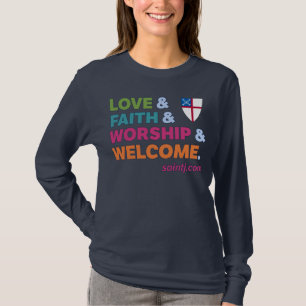 Long sleeved colourful welcome w/ Episcopal shield T-Shirt