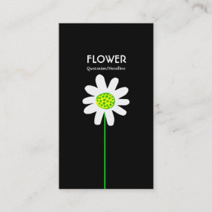 Long Stem Flower - Black Business Card