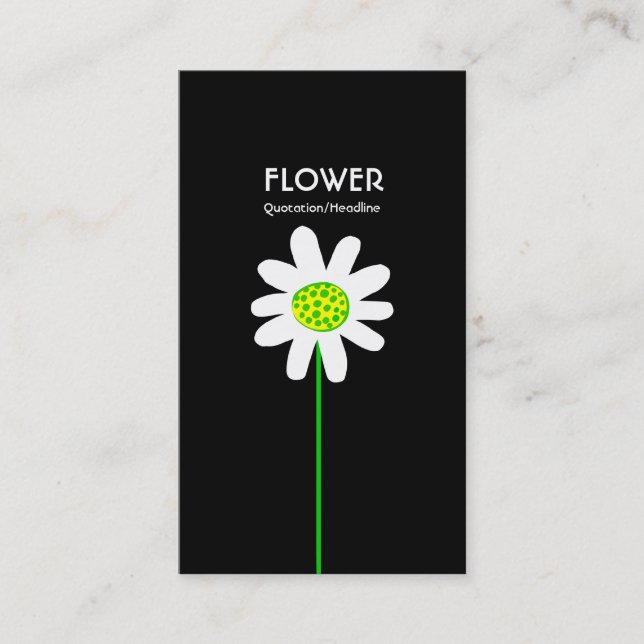 Long Stem Flower - Black Business Card (Front)