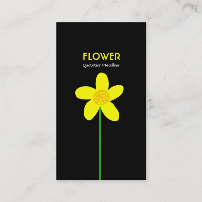 Long Stem Flower II - Black Business Card (Front)